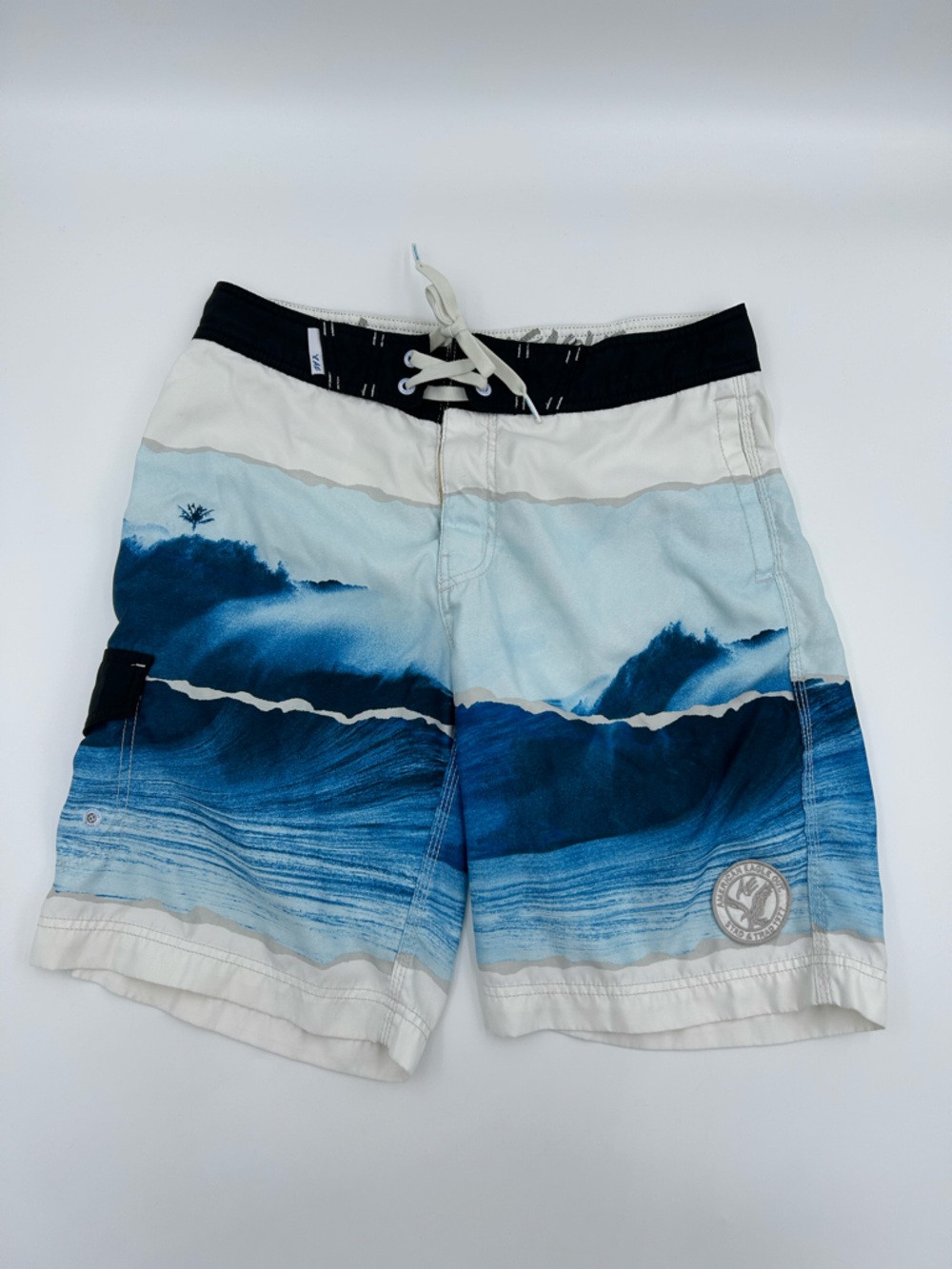 American Eagle Outfitters Blue Wave Print Swim Shorts